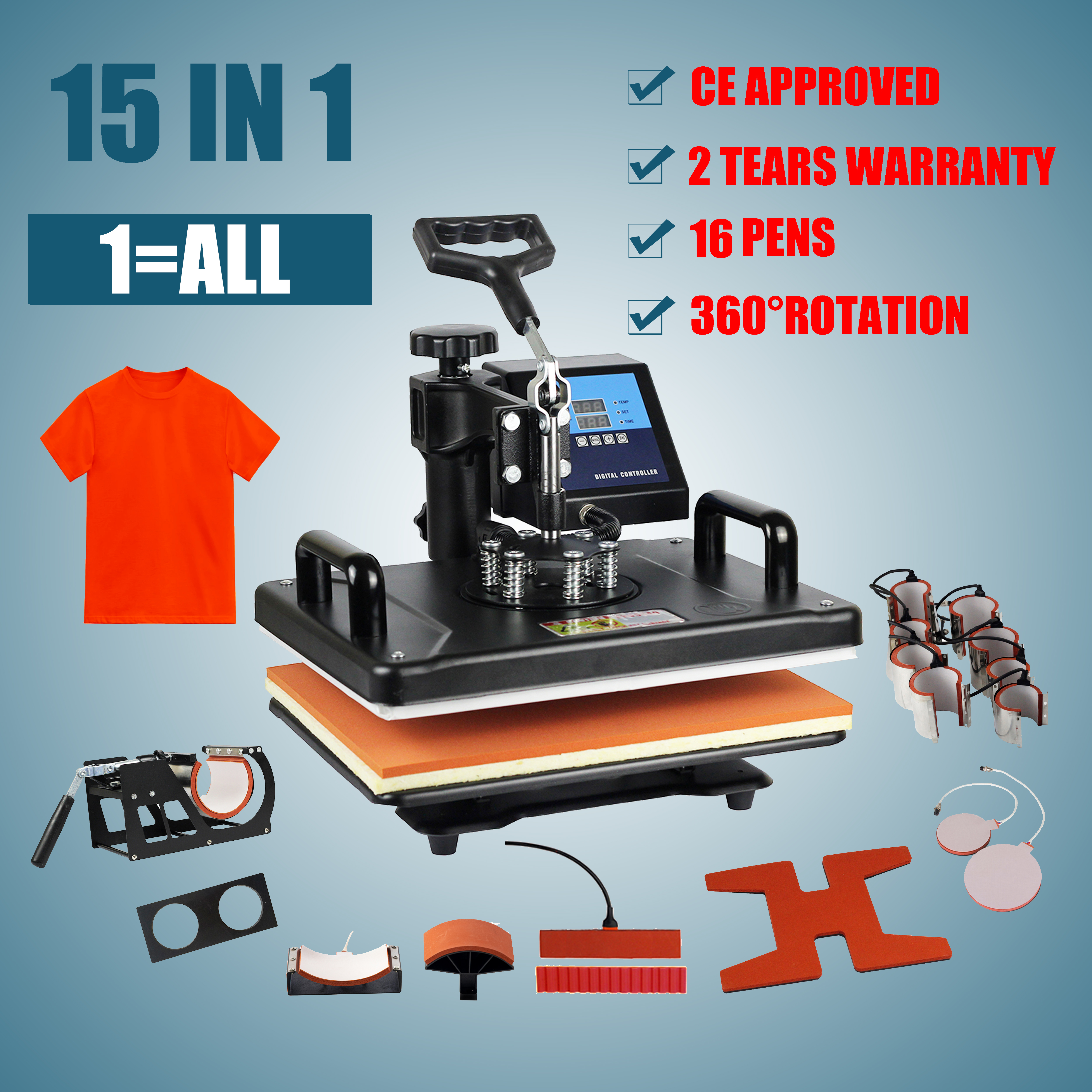Commercial Printing Press - 15-in-1 Multifunctional Sublimation Heat Press Machine