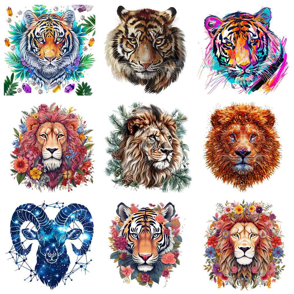 25cm Lion Tiger Flower Animal  - Printable Heat Transfer Vinyl review and price